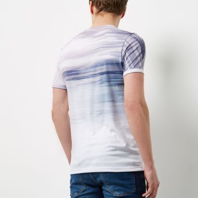 White glitch fade print T-shirt